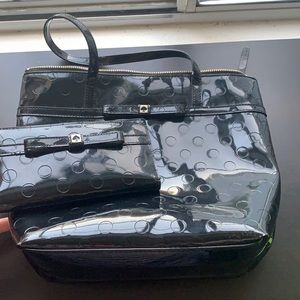Kate Spade Black polka dot small tote w/ wallet